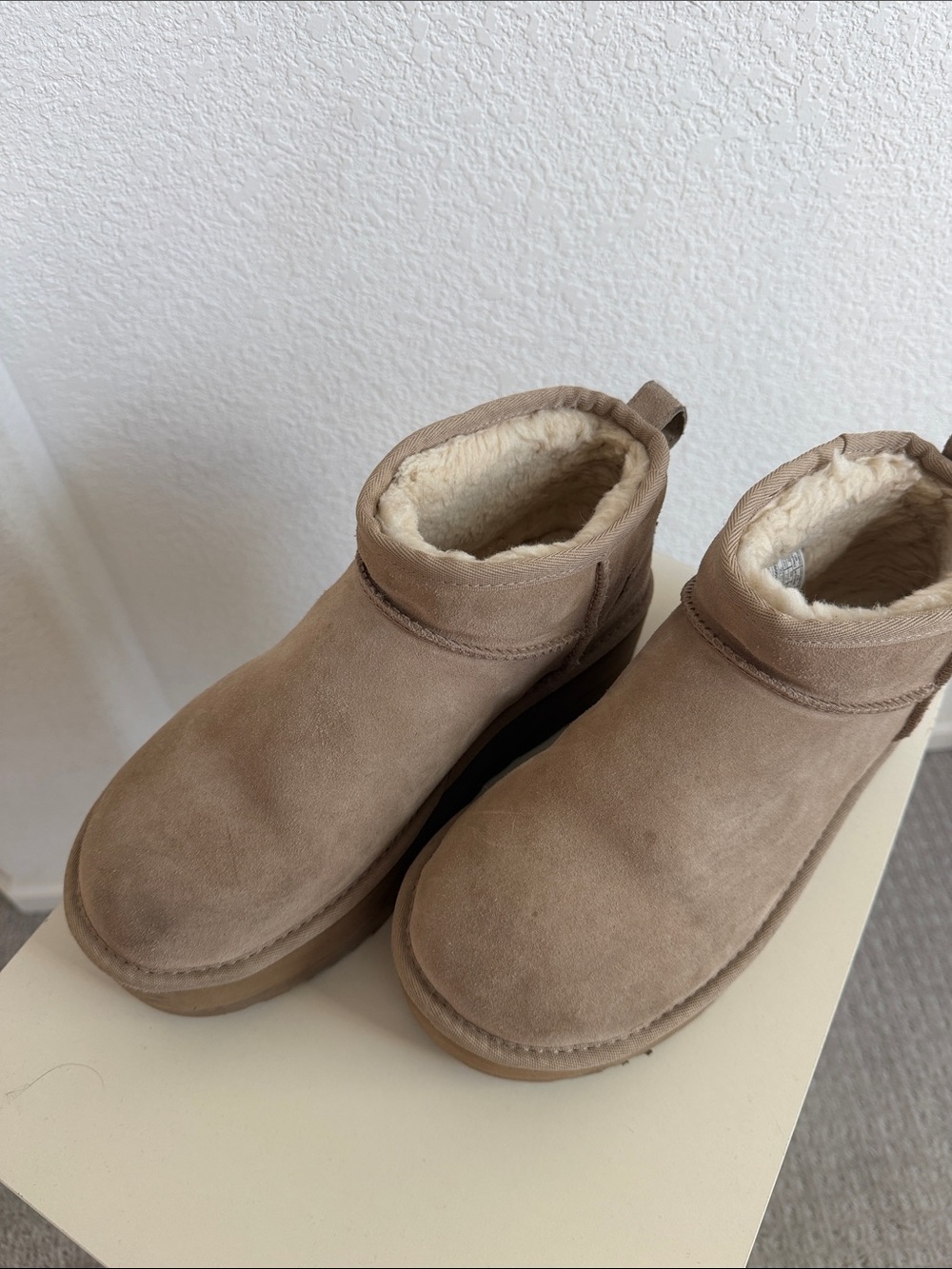 UGG Platform Suede Slip-On Bootie in Taupe - Picture 2 of 4